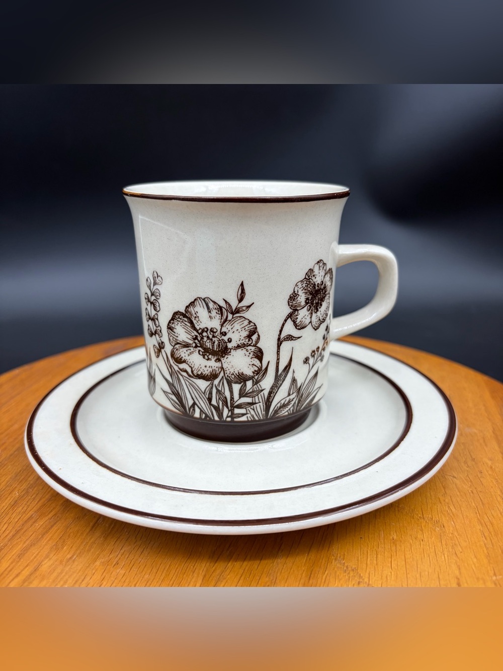 Vintage Sango Design Four INDIAN SUMMER Mug And Saucer Replacement Brown Floral